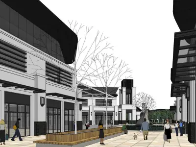 SU model of modern Sports Center commercial office building 3D model