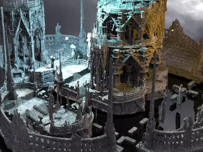 Poseidon ruins Sunken Kit bash 3D model