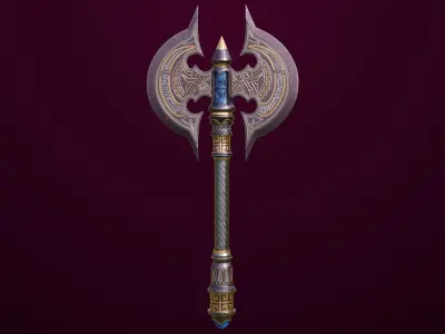  Battle Axe 02 All PBR Unity UE Textures Included  Low-poly 3D model