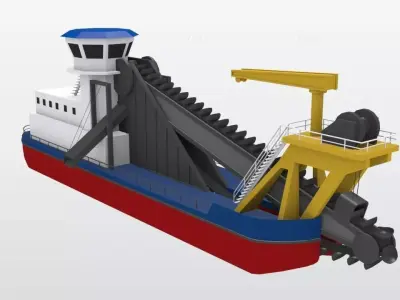 Chain Bucket Dredger 3D model