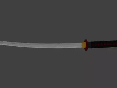 Katana samurai sword Low-poly 3D model 7