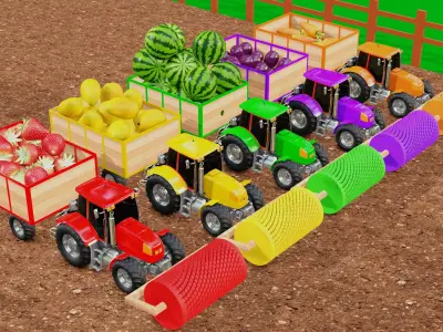 Farming Tractors Collecting fruits 3D model