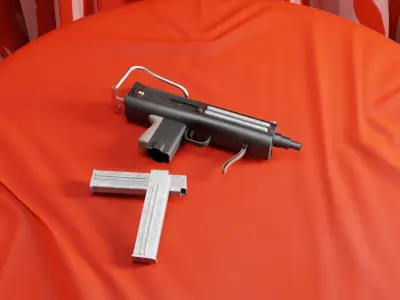 MAC-10 gun on table 3D model