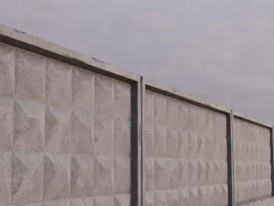 Modular soviet concrete fences Free low-poly 3D model