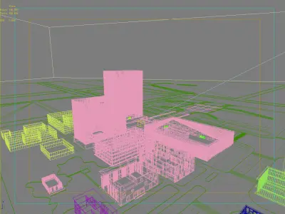 Architecture building in middle of field 3D model purchase