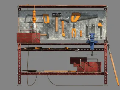 Workbench with tools 3D model
