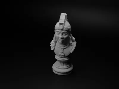 Mayan Warrior Bust Chess 3D print model