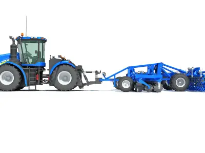 New Holland Tractor with Disc Harrow 3D model