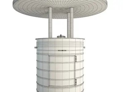 Red Barrel Table and Tolix Barstools 3D model