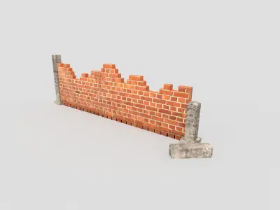 low poly broken wall Low-poly 3D model purchase