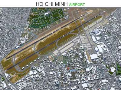 Tan Son Nhat Ho Chi Minh Airport 10km Low-poly 3D model