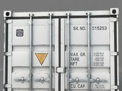 Cargo Container White 40 feet PBR 3D model