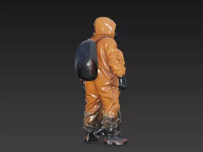 Post-Apocalyptic Hazmat Suit Character  Game Ready Survival Gear 3D model