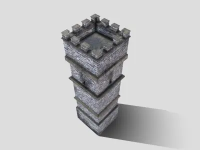 Medieval Tower Low-poly 3D model get