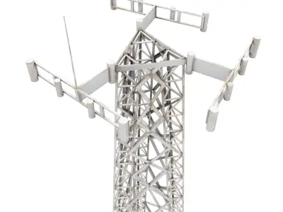 Antena metal tower with antennas 3D model