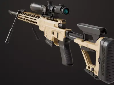 Sniper Rifle 04 Sandal Rigged All PBR Unity UE Textures Low-poly 3D model