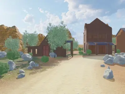 Old West Town 3D model purchase