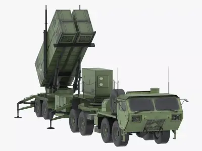 Surface to Air Missile System Vehicle Military Army Game Ready Low-poly 3D model