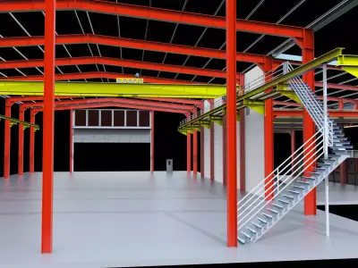 Factory Building Steel Construction indusrial warehouse Hall 3D model