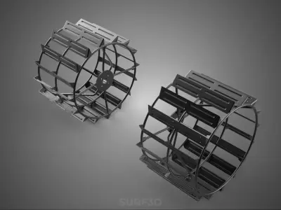 2 DOUBLE TREAD LONG WIDE TRACK CAGE WHEEL TRACTOR TYRE TIRE RIM 3D model
