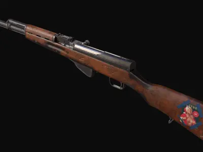 Old soviet semi automatic rifle SKS Free low-poly 3D model
