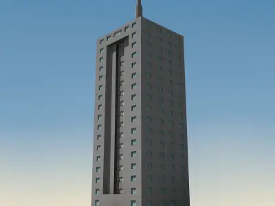 Building Lowpoly tall in sky Low-poly 3D model