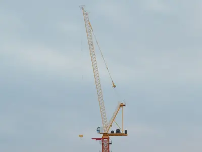 Luffing Jib Tower Crane 2 with External Climbing Frame 3D model