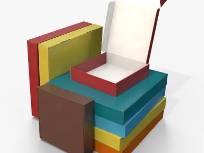 Mailer Boxes - Colored Low Profile Set 3D model