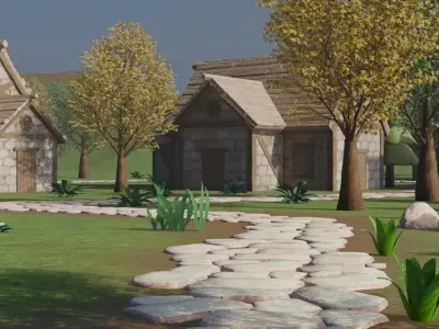 Fantasy Village Landscape 3D model purchase