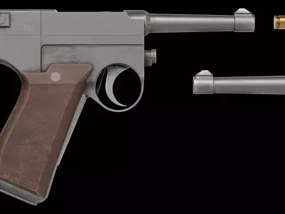 Glisenti Model 1910 pistol Low-poly 3D model