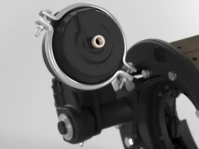 Highly detailed pair of front truck brakes assemblies 3D model