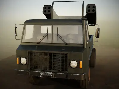 truck military with two guns Free low-poly 3D model