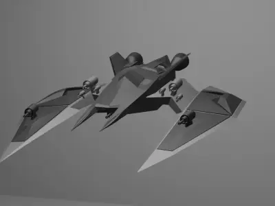 Glider spaceship with two blades Low-poly 3D model