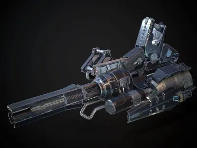 Low poly gun weapon Low-poly 3D model