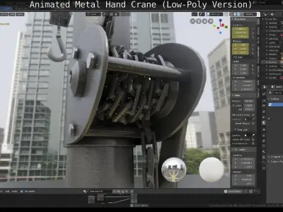 Animated Metal Hand Crane Low-Poly Version Low-poly 3D model