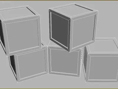 wooden box Low-poly 3D model 2