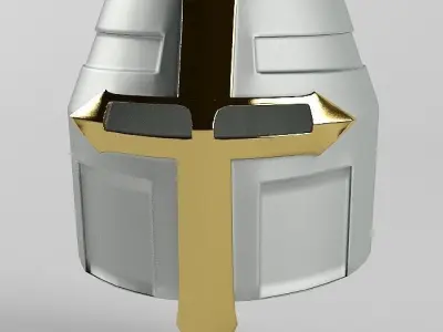 Helmet silver and gold with cross 3D model