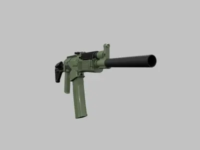 Assault rifle Low-poly 3D model 11