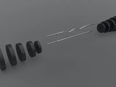 PBR Adjustable Barbell Set A1 Low-poly 3D model