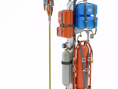 Helicopter Rescue Hoist Rig and Equipment rig Low-poly 3D model