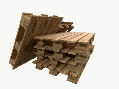 Pallet type asia wing 3 sets of texture Low-poly 3D model