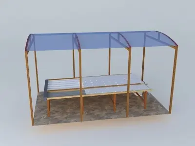 Hydroponics bench with tiles Fiber Cement 3D model