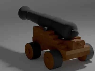 Cannon wooden Free 3D model
