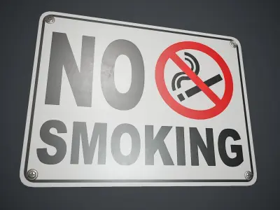 Plastic No Smoking Sign PBR Game Ready Low-poly 3D model