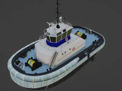 Fully electric tugboat 3D model low-poly Low-poly 3D model