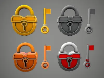 PADLOCK  10 CARTOON STYLIZED Low-poly 3D model