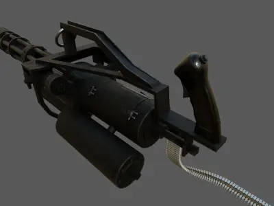 MINIGUN  M134 with ammunition backpack Low-poly 3D model