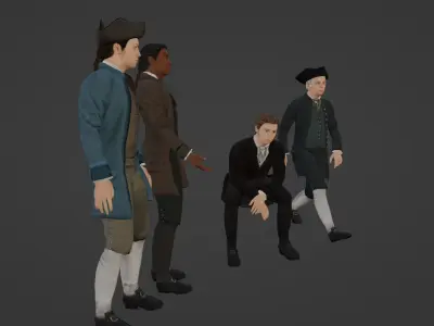 1700s Upper Middle Class Man Low-poly 3D model