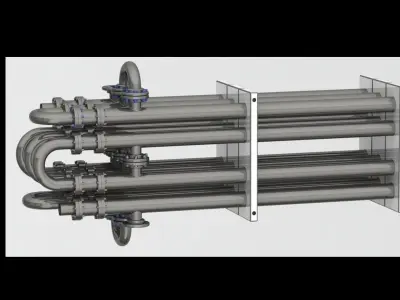   Double Pipe Heat Exchanger     HAIRPIN  3D model