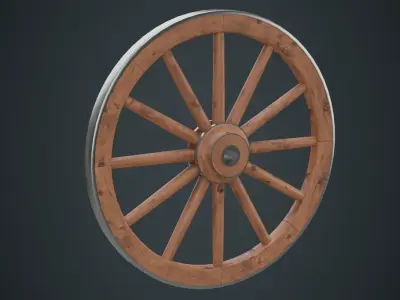 Wagon Wheel 1A Low-poly 3D model